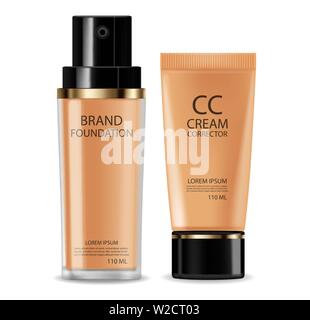 CC Creme foundation Vektor realistische Kosmetik. Product Placement. 3d Ausführliche Darstellung Stock Vektor