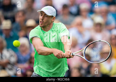 John millman von Australien in Aktion gegen Fernando Verdasco aus Spanien auf die Natur Tal Internationale 2019, Devonshire Park, Eastbourne - England. Mon Stockfoto