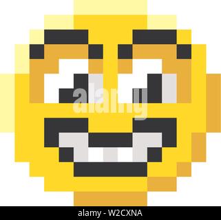 Emoticon Gesicht Pixel-art 8-Bit Video Game - Symbol Stock Vektor