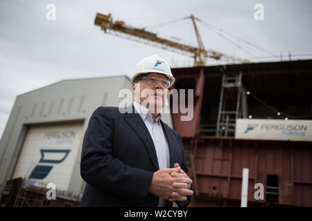 Jim McColl von Clyde Gebläse Kapital, in Ferguson Marine Werft am Fluss Clyde fotografiert, in Port Glasgow, Schottland, am 12. Juni 2019. Stockfoto