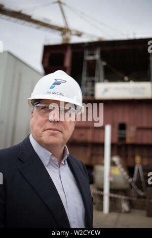 Jim McColl von Clyde Gebläse Kapital, in Ferguson Marine Werft am Fluss Clyde fotografiert, in Port Glasgow, Schottland, am 12. Juni 2019. Stockfoto