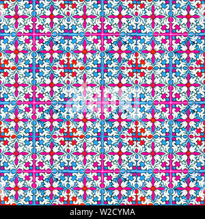 Die "Azulejos" sind die typischen Verzierungen der Portugiesische und Spanische Architektur und bestehen aus einem reich verzierten Keramik Stockfoto