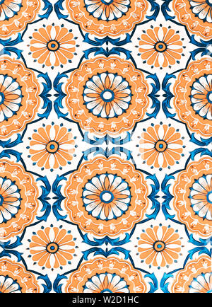 Die "Azulejos" sind die typischen Verzierungen der Portugiesische und Spanische Architektur und bestehen aus einem reich verzierten Keramik Stockfoto