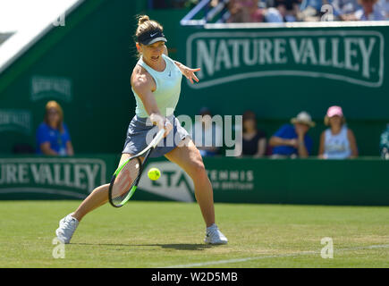 Simona Halep (Rom) spielen auf dem Center Court im Nature Valley International, Devonshire Park, Eastbourne, Großbritannien. 27. Juni 2019 Stockfoto