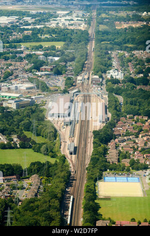 Siemens und Govia Thameslink Bahnhof neue, speziell entwickelte Drei Brücken Zugdepot in Crawley, West Sussex, Stockfoto