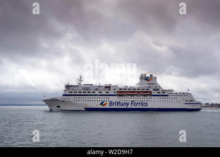 Normandie, Bretagne Fähre Portsmouth verlassen nach Frankreich. Stockfoto