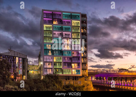 Mehrfarbige Gebäude in Auckland, Neuseeland. Stockfoto