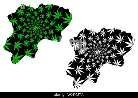 Artvin (Provinzen der Republik Türkei) Karte ist Cannabis blatt grün und schwarz gestaltet, Artvin ili Karte von Marihuana (Marihuana, THC) Laub, Stock Vektor