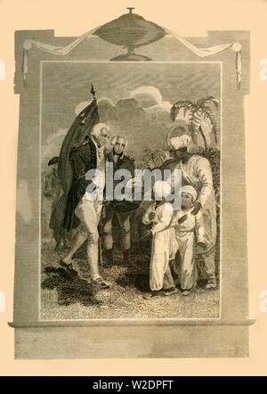 "Lord Cornwallis die Söhne des Tippoo Saib' empfangen, (c 1780), 1816. Schöpfer: Unbekannt. Stockfoto