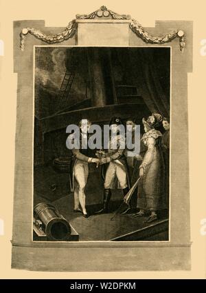 "Die Übergabe der Bonaparte an Bord der Bellerophon', (15. Juli 1815), 1816. Schöpfer: Unbekannt. Stockfoto
