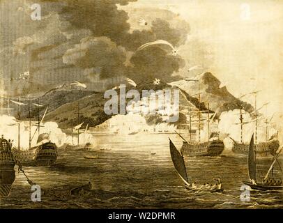 "Lord Exmouth Flotte der Bombardierung der Stadt Algier", 1816. Schöpfer: Unbekannt. Stockfoto