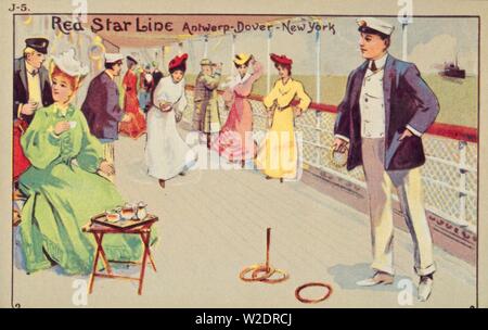 Peg Quoits an Bord eines Red Star Line Fahrgastschiff, 1907. Schöpfer: Unbekannt. Stockfoto