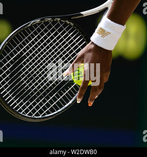 London, Großbritannien, 8. Juli 2019: Cori Gauff aus den USA in Aktion während der vierten Runde an Tag 8 in Wimbledon Tennis Championships 2019 auf der All England Lawn Tennis und Croquet Club in London. Credit: Frank Molter/Alamy leben Nachrichten Stockfoto