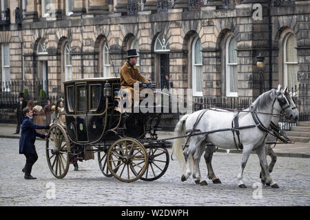 Szenen sind für neue Julian Fellowes' Periode Drama "Belgravia' in Edinburgh Moray Ort gedreht. Stockfoto