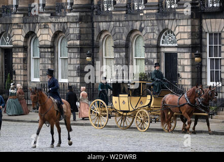 Szenen sind für neue Julian Fellowes' Periode Drama "Belgravia' in Edinburgh Moray Ort gedreht. Stockfoto