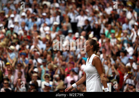 Wimbledon, London, UK. 8. Juli, 2019. Petra Kvitova nach von Johanna Konta auf Center Court während der vierten Runde Niederlage gegen Wimbledon heute, Kredit: Adam Stoltman/Alamy leben Nachrichten Stockfoto