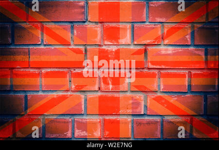 Alte Flagge Großbritannien dargestellt auf einer Mauer Stockfoto
