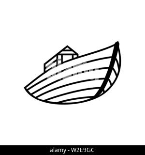 Logo von Noahs Arche Schiff zu retten, Tiere und Menschen aus der Flut. Biblische Illustration. Stock Vektor