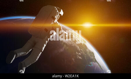 Astronauten im Orbit des Planeten Erde (3D-Illustration, Elemente dieses Bild von der NASA eingerichtet sind). Stockfoto