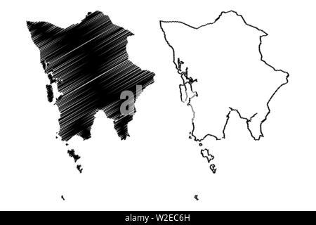 Koh Kong Provinz (Königreich Kambodscha, Kampuchea, Provinzen Kambodschas) Karte Vektor-illustration, kritzeln Skizze Patchanta Khiri Khet Karte Stock Vektor