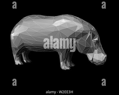 3D-Darstellung der Low Poly style Hippo. Stockfoto