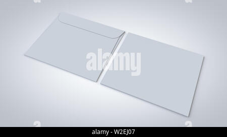A5-Umschlag gerenderten 3D-Modellerstellung auf weißem Hintergrund mit weichen Schatten in ein näherer Blick gelegt, für Grafikdesigner Präsentationen und Portfolios. Stockfoto