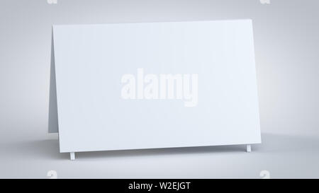 Klare horizontale Straße A-Frame Signage-board gerenderten 3D Mock-up, mit weichen Schatten in ein näherer Blick, für Grafikdesigner Präsentationen. Stockfoto