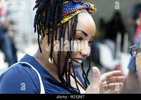 Paris, Frankreich. 7. Juli 2019. Choreograf Leeyah besucht die 18. Ausgabe des Carnaval Tropical de Paris am 7. Juli 2019 in Paris, Frankreich. Stockfoto