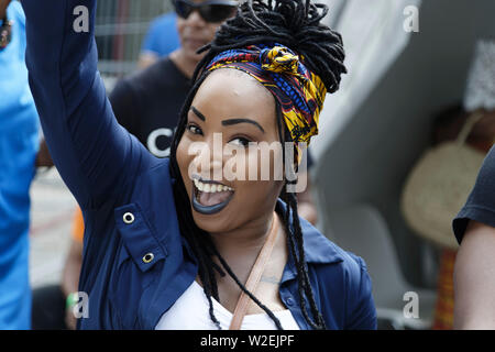 Paris, Frankreich. 7. Juli 2019. Choreograf Leeyah besucht die 18. Ausgabe des Carnaval Tropical de Paris am 7. Juli 2019 in Paris, Frankreich. Stockfoto