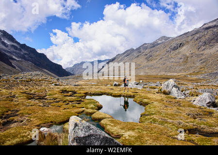 Trekking in der Cordillera Real mountain range, Bolivien Stockfoto