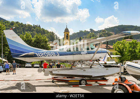 Comer see, Comer See, Italien - JUNI 2019: Wasserflugzeug betrieben von der Aero Club Como am See in der Stadt Como am Comer See. Stockfoto