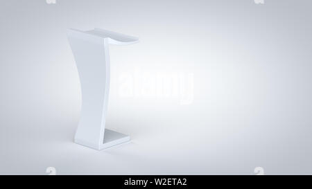Podium weiß gerenderten 3D-Mock-up, mit weichen Schatten in ein näherer Blick, für Grafikdesigner Präsentationen und Portfolios. Stockfoto