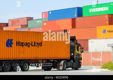 Transportbehälter, Industriehafen, Le Havre, Seine-Maritime, Normandie, Frankreich Stockfoto