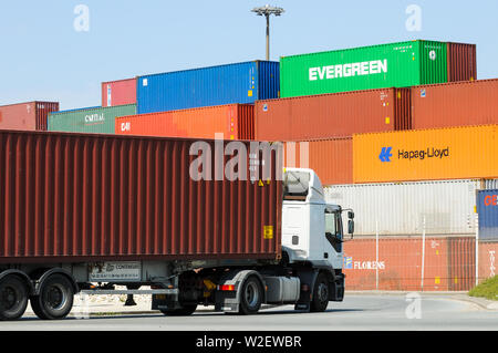 Transportbehälter, Industriehafen, Le Havre, Seine-Maritime, Normandie, Frankreich Stockfoto