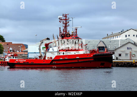 Tug Boat BB Coaster neben in den Hafen von Bergen, Norwegen Stockfoto