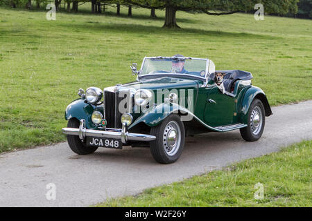 1953 MG TD 1200cc, historics, Oldtimer-Motoren und Sammlerstücke Leighton Hall Transport Show, Sammlung von Autos & Veteranen Fahrzeuge von gestern. Stockfoto