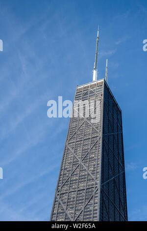 Isolierte Sicht auf John Hancock Building nach oben Suche Stockfoto