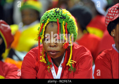 Ismailia, Ägypten. 8. Juli, 2019. Unterstützer von Ghana während Tunesien vs Ghana. Insgesamt Afrika Cup der Nationen Ägypten 2019 an der Ismailia Stadion östlich von Kairo (140 km). Foto: Chokri Mahjoub Credit: Chokri Mahjoub/ZUMA Draht/Alamy leben Nachrichten Stockfoto