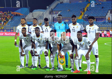 Ismailia, Ägypten. 8. Juli, 2019. Team von Ghana während Tunesien vs Ghana. Insgesamt Afrika Cup der Nationen Ägypten 2019 an der Ismailia Stadion östlich von Kairo (140 km). Foto: Chokri Mahjoub Credit: Chokri Mahjoub/ZUMA Draht/Alamy leben Nachrichten Stockfoto