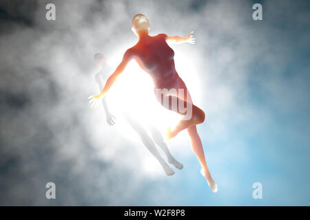 3D-Darstellung einer Seele den Körper zu verlassen nach dem Tod. Stockfoto