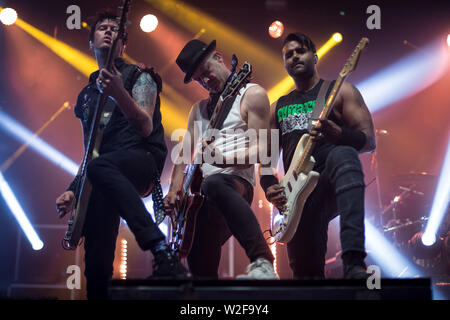 Summe 41 live bei O2 Victoria Warehouse Juni 2019 Stockfoto