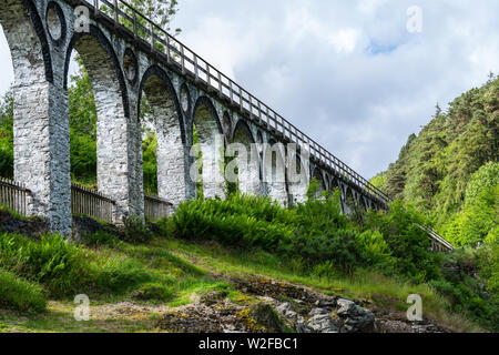 Die Laxey Wheel Stange Viadukt. Stockfoto