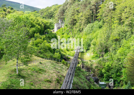 Die Laxey Wheel Stange Viadukt. Stockfoto