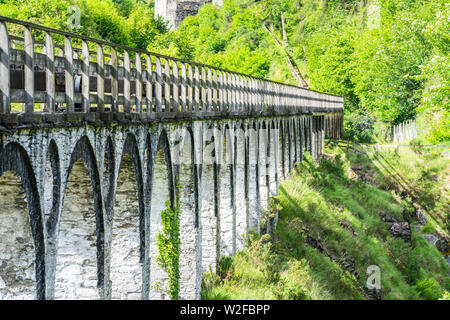 Die Laxey Wheel Stange Viadukt. Stockfoto