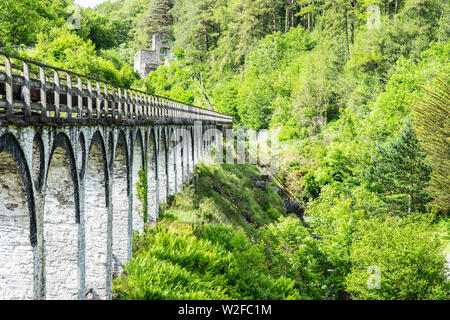 Die Laxey Wheel Stange Viadukt. Stockfoto