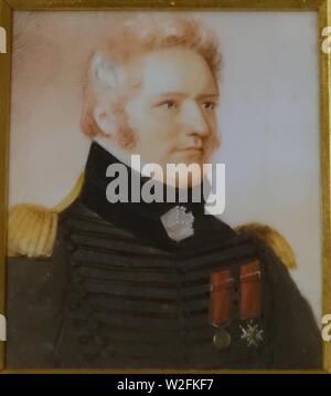 D'Irumberry Charles-Michel de Salaberry (1778-1829), von Anson Dickinson, 1825, Aquarell auf Elfenbein - Château Ramezay - Montreal, Kanada - Stockfoto