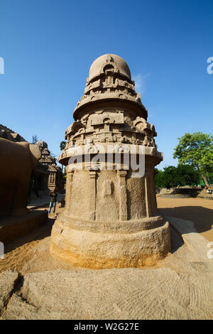 Fünf Ratha, Mamallapuram (Mahabalipuram), UNESCO-Weltkulturerbe, Tamil Nadu, Indien, Asien Stockfoto