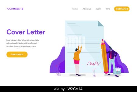 Landing Page Vorlage für Anschreiben Abbildung Konzept. Modernes flaches design Konzept der Webseite Design für die Website und mobile Website Stock Vektor