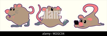 Ratte Tierkreis. Das Tier des chinesischen Tierkreises. Stock Vektor