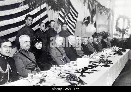 Präsident Wilson's Christmas Dinner in Chaumont. Das Abendessen war an Präsident Wilson und seine Gäste in einem Chateau in Montigny-le-Roin, die verwendet wurde, als einen französischen Krankenhaus ca serviert. 1918 Stockfoto